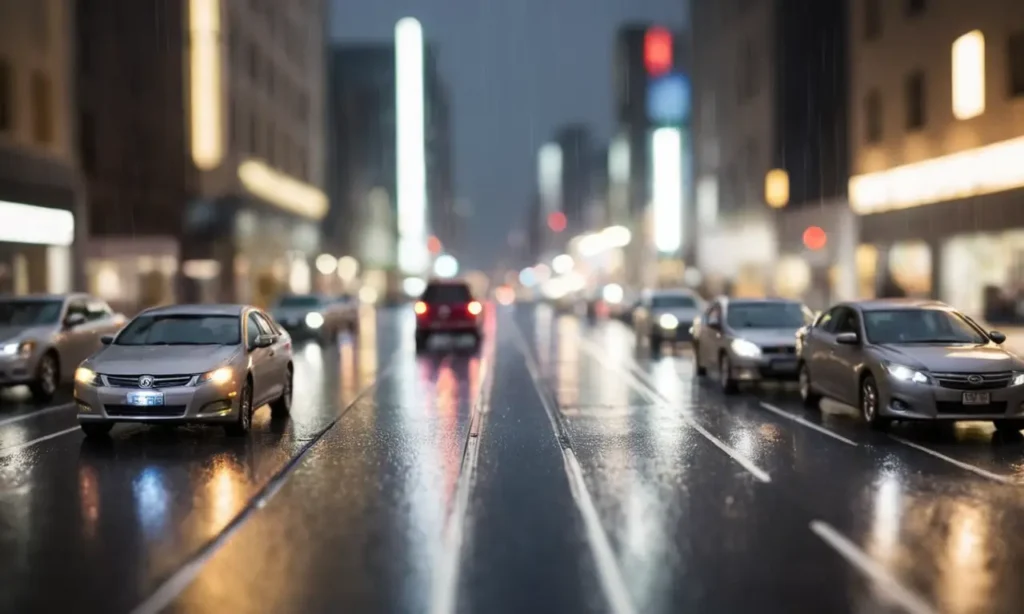 Calle oscura y borrosa