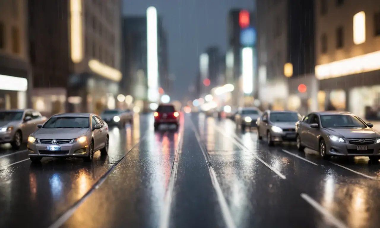 Calle oscura y borrosa