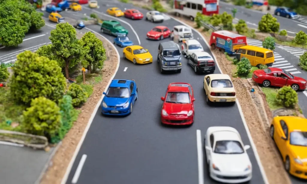 Ilustraciones muestran un conductor y tráfico de forma colorida y detallada