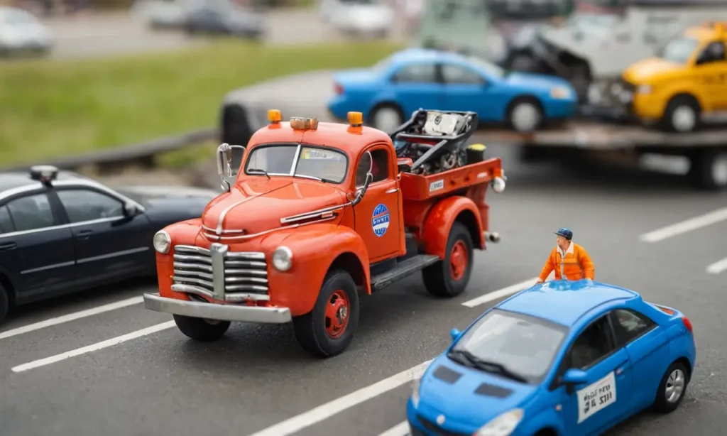 El papel pintado muestra un camión de remolque y una situación de pánico