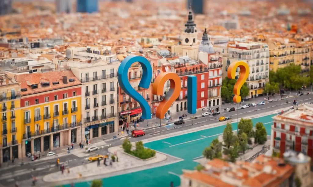 Gráficos detallados de Madrid con signo de interrogación