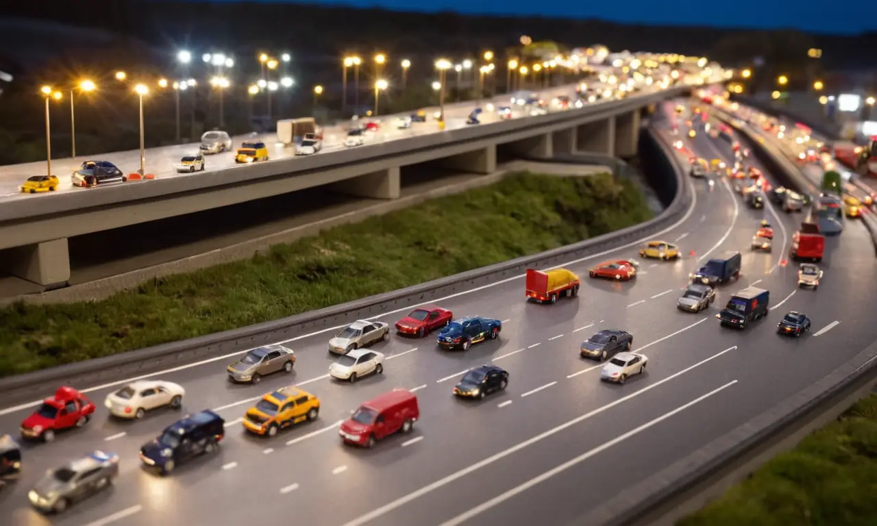 Tráfico intenso con señales de emergencia
