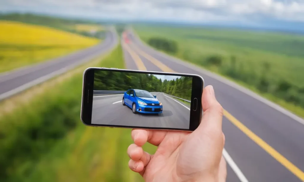 El papel pintado muestra un coche en fuga borroso