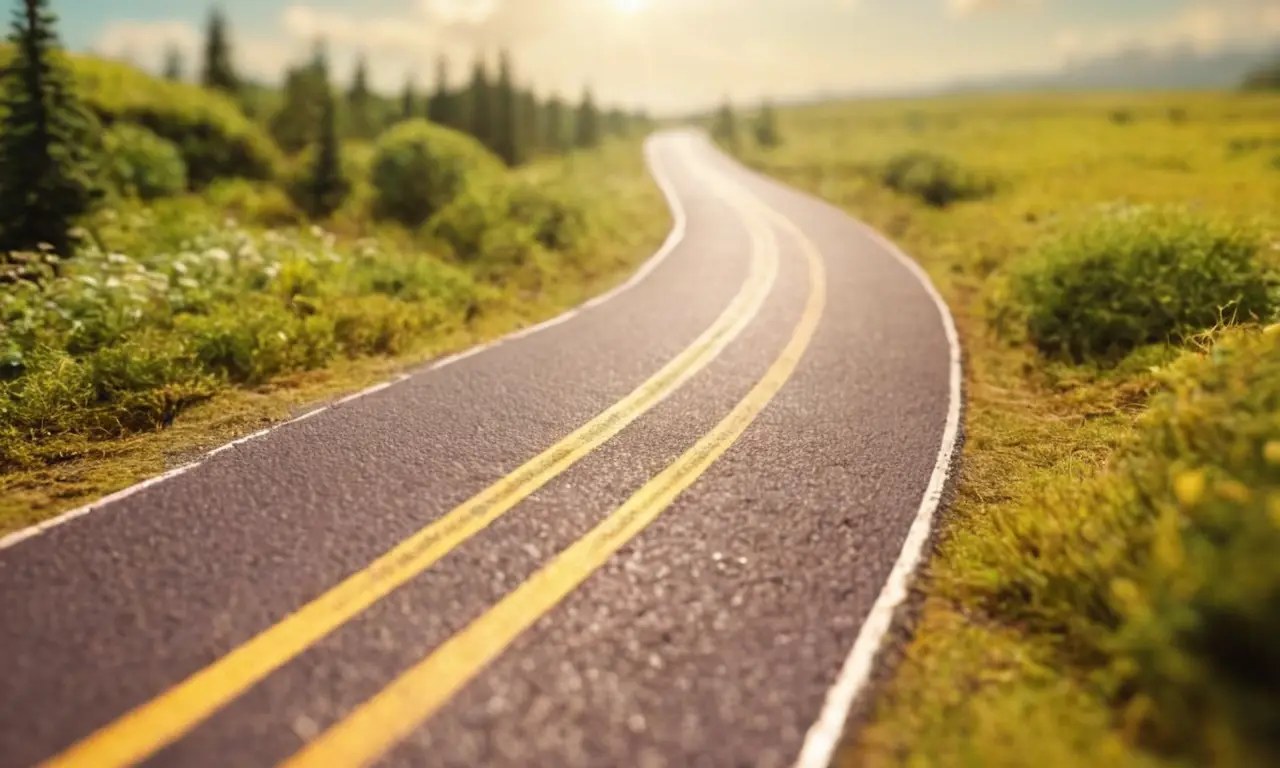 Muestra una carretera digital con advertencias de peligros