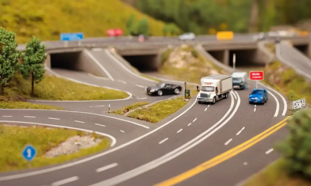 Representa una carretera borrosa y un conductor preocupado