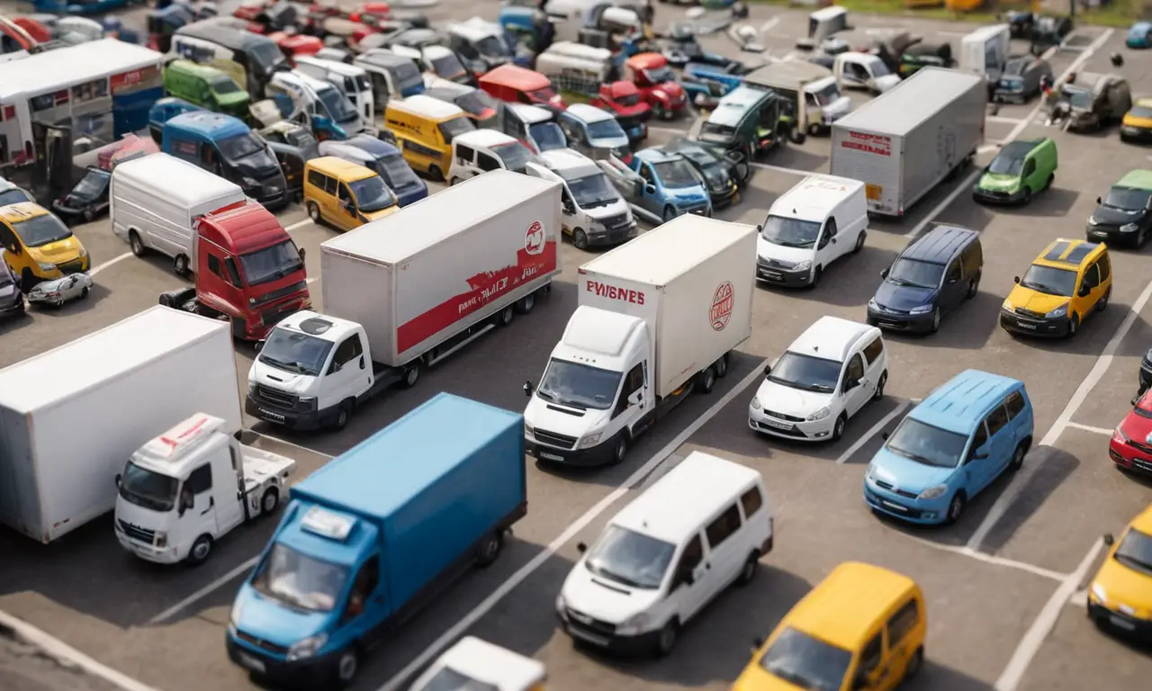 El papel tapiz muestra camiones y furgonetas