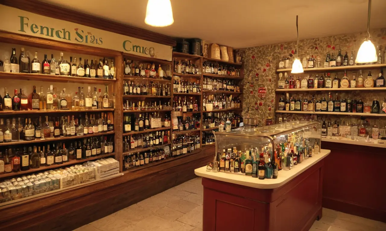 El papel pintado muestra tiendas francesas e información clara