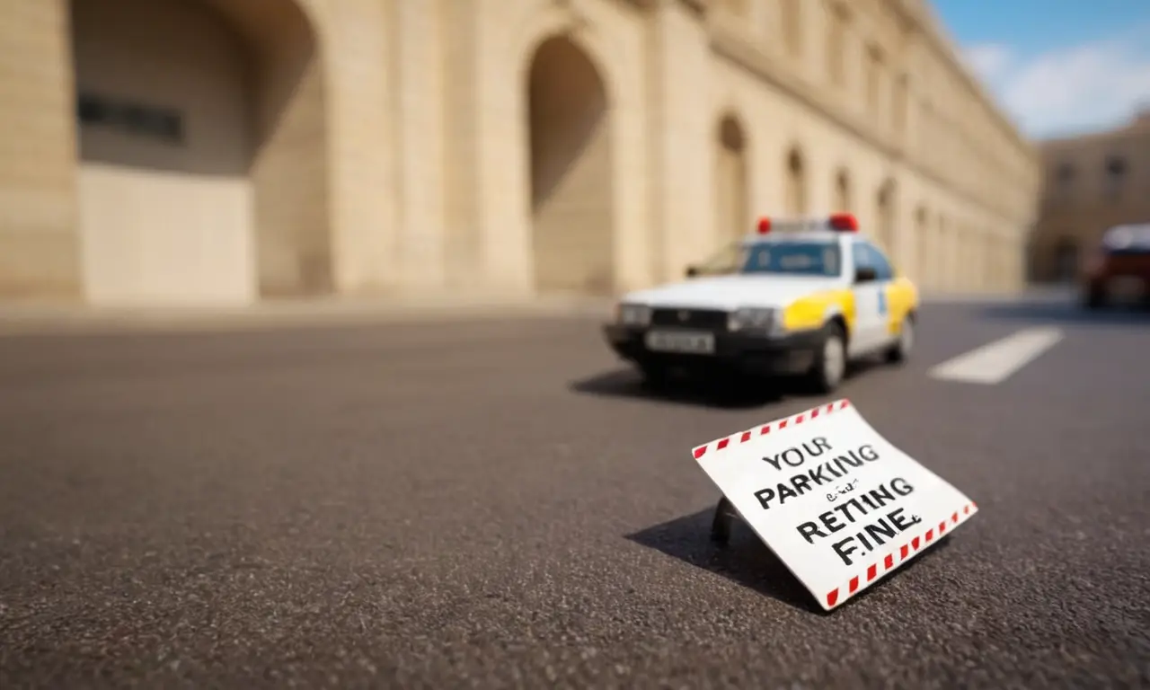 El papel pintado muestra una multa de estacionamiento y el texto dice Devolver Multa de Estacionamiento