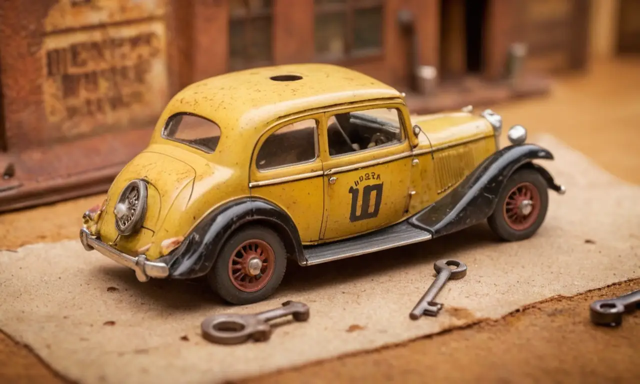 El papel pintado muestra un coche antiguo